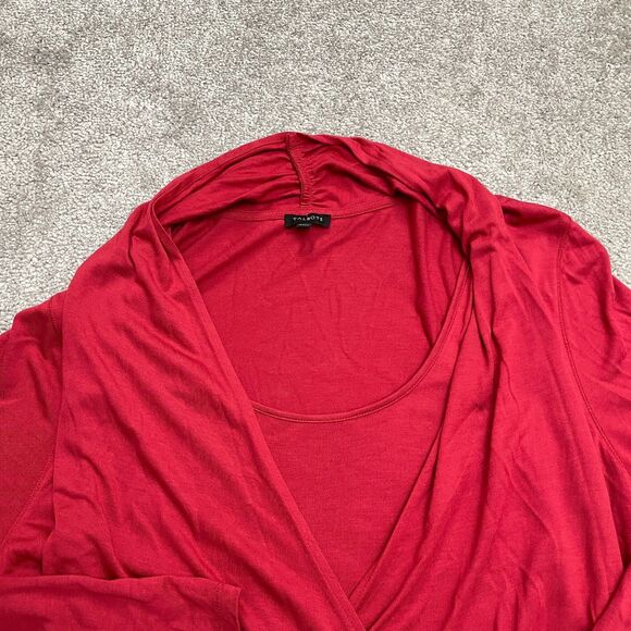 Talbots Wrap Tunic Blouse Womens XL Red Long Sleeve Rayon Blend Stretch Casual - Picture 9 of 10